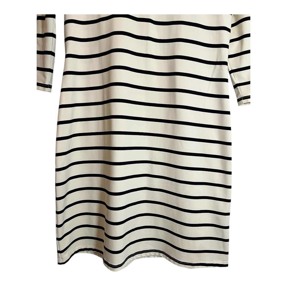 J McLaughlin Catalina Cloth Henley Dress Black Stripe Size Medium - Picture 4 of 8